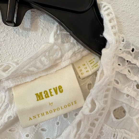 Anthropologie Maeve White Eyelet Ruffle Top - Picture 6 of 7